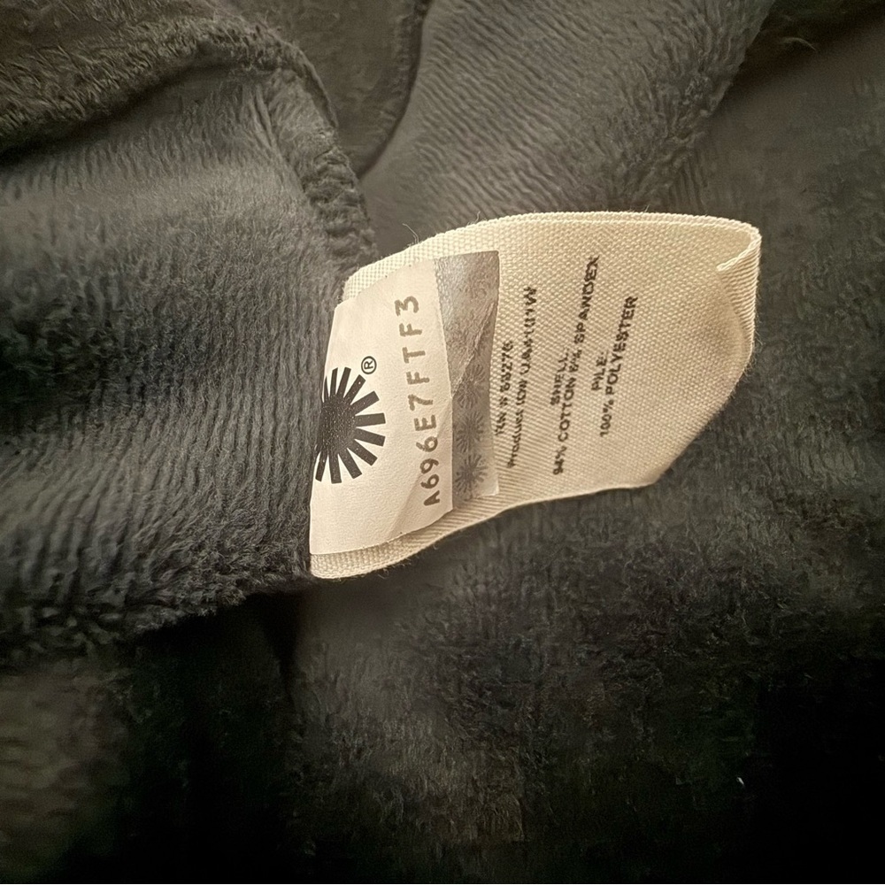 UGG Brunswick Fleece Robe Mens Large Charcoal Shawl Collar Belted Soft Lounge - Picture 8 of 9